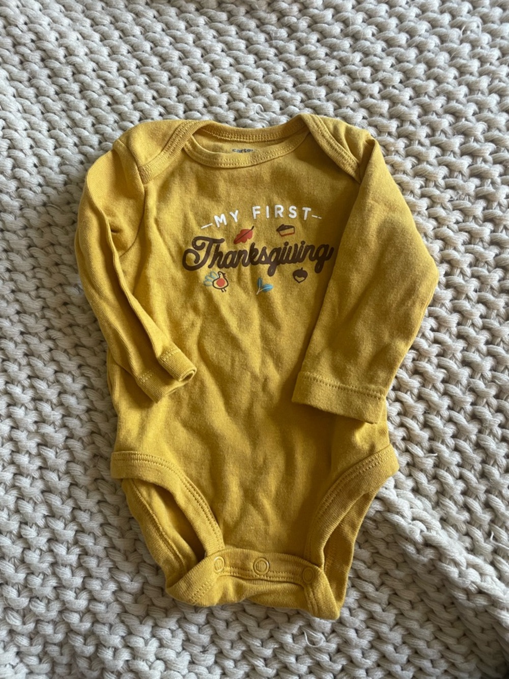 Carter's Mustard Yellow "My First Thanksgiving" Long-Sleeve One-Piece